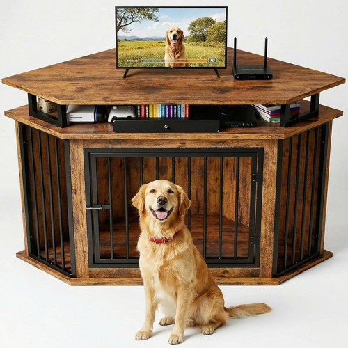 Corner dog crate furniture - crate,