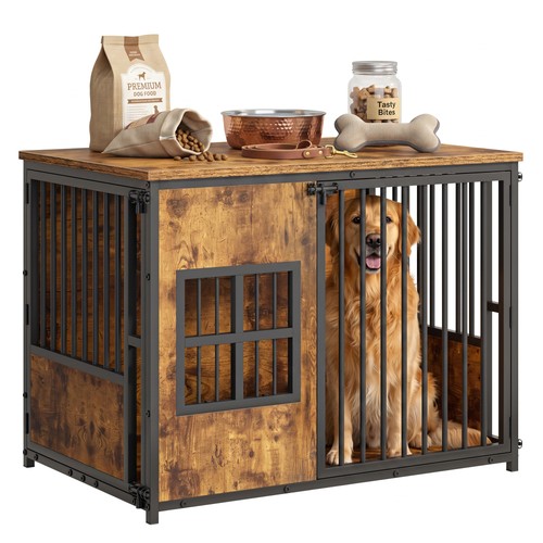 Wooden dog crate furniture - wooden,