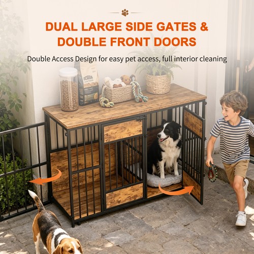 Wooden dog crate - crate, furniture