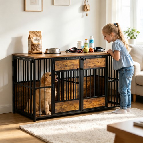 Wooden dog crate furniture - dog,