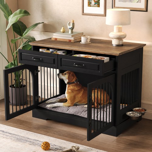 Farmhouse wooden dog crate - wooden,